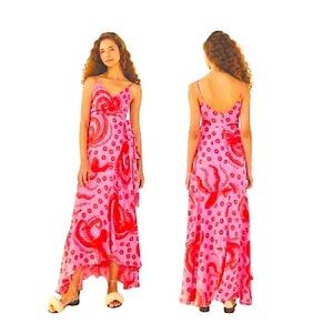 FARM Rio OCTOCOOL Pink and Orange Maxi Wrap Dress​​